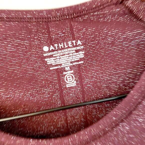 Athleta Women's Speedlight GlowTop in Burgundy, Size Medium - Picture 4 of 5